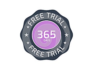 365 Days Free Trial badge, 365 Days trial stamp