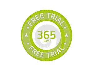 365 days Free Trial stamp, 365 days Free trial badges
