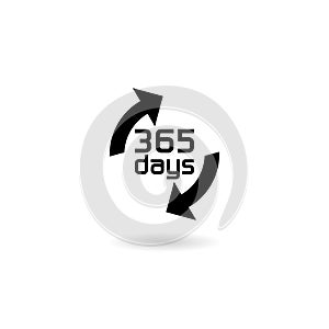 365 days number letter logo icon with shadow