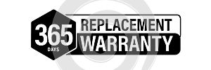 365 days replacement warranty vector icon