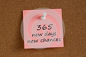 365 new days new chances written on remember note