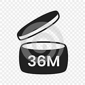 36m period after open pao icon sign flat style design vector illustration isolated on transparent background.