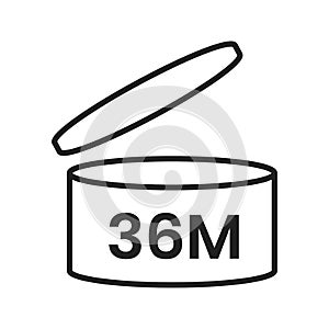 36m period after open pao icon sign flat style design vector illustration isolated on white background.