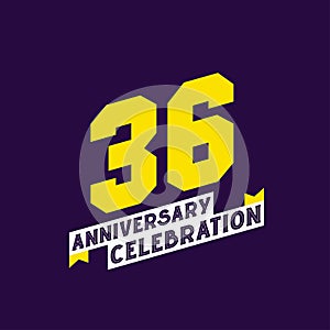 36th Anniversary Celebration vector design, 36 years anniversary