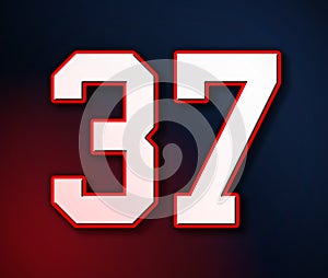 37 American Football Classic Sport Jersey Number in the colors of the American flag design Patriot, Patriots 3D illustration