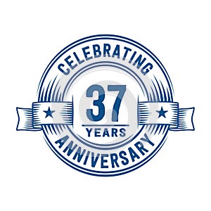 37 years anniversary celebration logotype. 37th years logo. Vector and illustration.