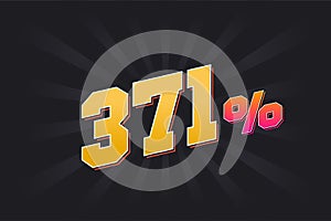 371% discount banner with dark background and yellow text. 371 percent sales promotional design