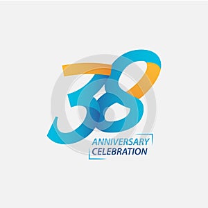 38 Year Anniversary Celebration Vector Template Design Illustration