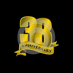 38 Years Anniversary or birthday banner Logo Template