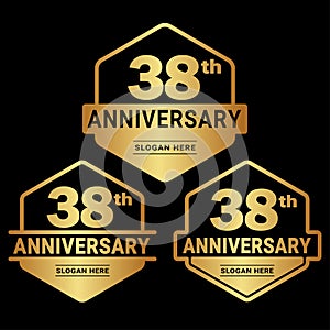 38 years anniversary celebration logotype. 38th anniversary logo collection