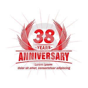 38 years anniversary. Elegant anniversary design. 38th years logo.