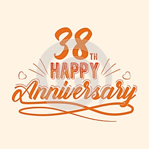 38th Happy Anniversary Celebration, 38 anniversary lettering Design