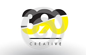 390 Black and Yellow Number Logo Design.