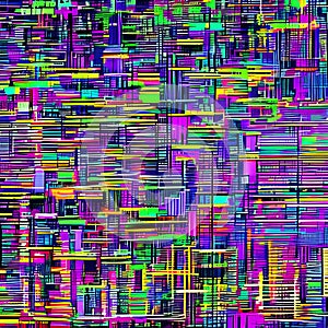 390 Digital Glitch: A glitchy and digital-inspired background featuring digital glitches in pixelated and distorted colors that