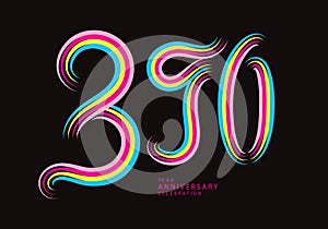 390 number design vector, graphic t shirt, 390 years anniversary celebration logotype colorful line,390th birthday logo, Banner