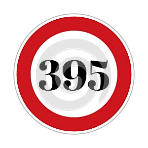 395 kmph or mph speed limit sign icon. Road side speed indicator safety element