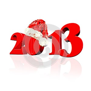 3D 2013 year text, Title 3d render with Santa Hat