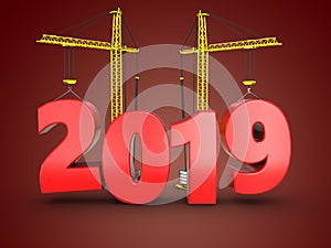 3d 2019 year with crane