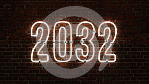 3D 2032 Happy New Year Neon Light