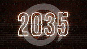 3D 2035 Happy New Year Neon Light