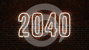 3D 2040 Happy New Year Neon Light