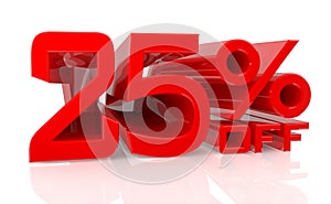 3D 25% OFF word on white background 3D rendering