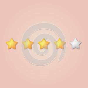 3d 5 cartoon style stars rate design. vector