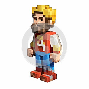 3d 8-bit Pixel Cartoon Of Adult Henry Against White Background