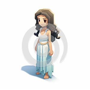 3d 8 Bit Pixel Cartoon Of Mila In Nightgown
