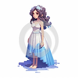 3d 8 Bit Pixel Cartoon Of Mila In Nightgown