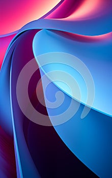 3D abstaract shapes with flowing neon hues. Swirly portrait background.