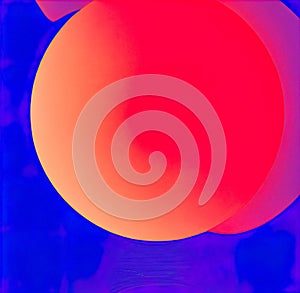 3D abstract art illustration of a hot pink and orange circles on a vibrant blue background
