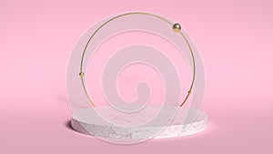 3d abstract background render. Pink platform for product display. Interior podium place. Blank decoration template for