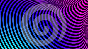 3D abstract black twisted spiral lines optical illusion pattern on vibrant color background