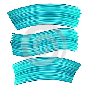 3d abstract blue paint brush stroke. Set of colorful liquid