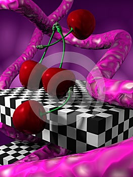 3D abstract with cherrys