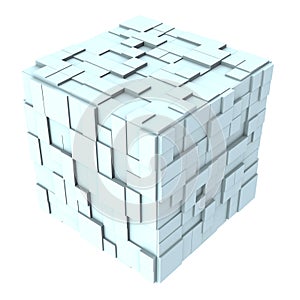 3d Abstract Cube From Boxes 01