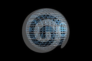 3d abstract figure sphere blue gride texture