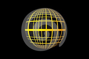 3d abstract figure sphere yellow gride texture