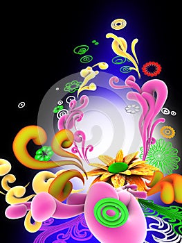 3D Abstract Floral Vector Design