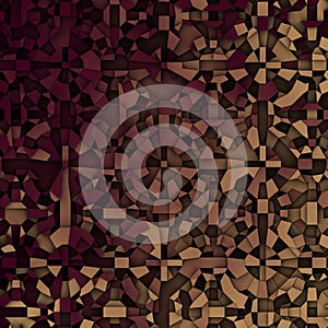 3d abstract fragmentation geometric in beige and deep red