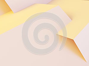 3d abstract geometrical shapes of zigzag paper sheets. Modern background, rendering