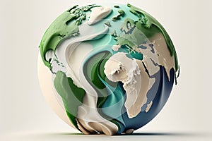 3d abstract globe map isolated on white background. World Earth day concept. Generative AI
