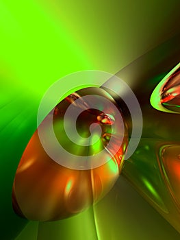 3D Abstract Green Red Shiny Colorful Glossy Render