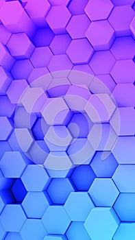 3d abstract hexagon background with ultraviolet gradient color