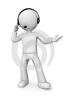 3D abstract man with headset