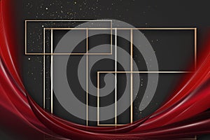 3d abstract modern background dark grey with luxury VIP and red color with line golden Sparkles glitter