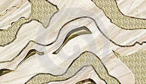 3d abstract pattern wallpaper. beige and golden shapes. home decorative background