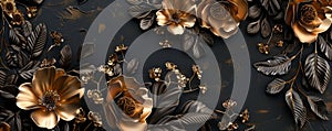 3d abstract. Plants, flowers, the golden grain. Freehand. Modern art. Plants, flowers, wallpaper