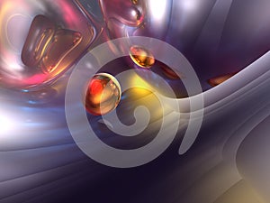 3D Abstract Purple Red Orange Color Glossy Render